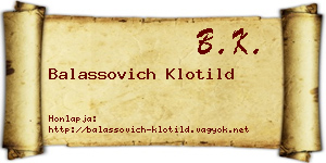Balassovich Klotild névjegykártya